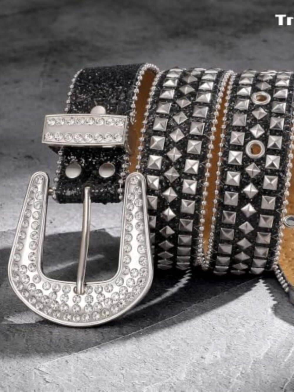 TRIWORKS Western Rhinestone Studded Belts for Women Men Cowgirl Cowboy Belt